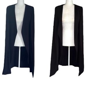 Monaco / Club Monaco Vintage Black Structured Crepe Midi Cape Jacket Vest - S